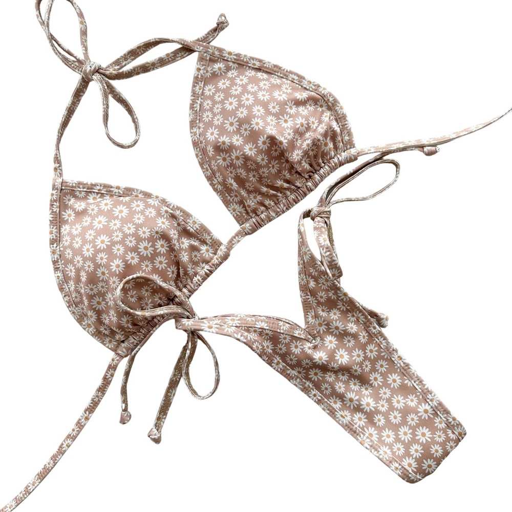 Daisy Print Triangle Tie Posing Bikini - Toxic Angelz Bikinis